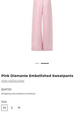 Ann Andelman Pink Diamante Embellished Sweatpants wide-leg lounge pants 36 New